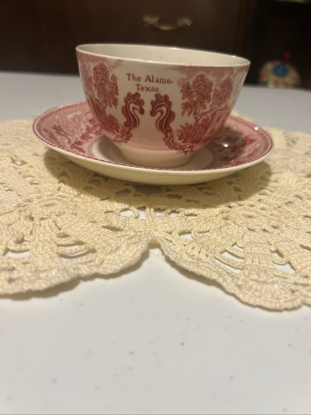 Vintage Johnson Brothers Historic America  teacup,and saucer of the Alamo.